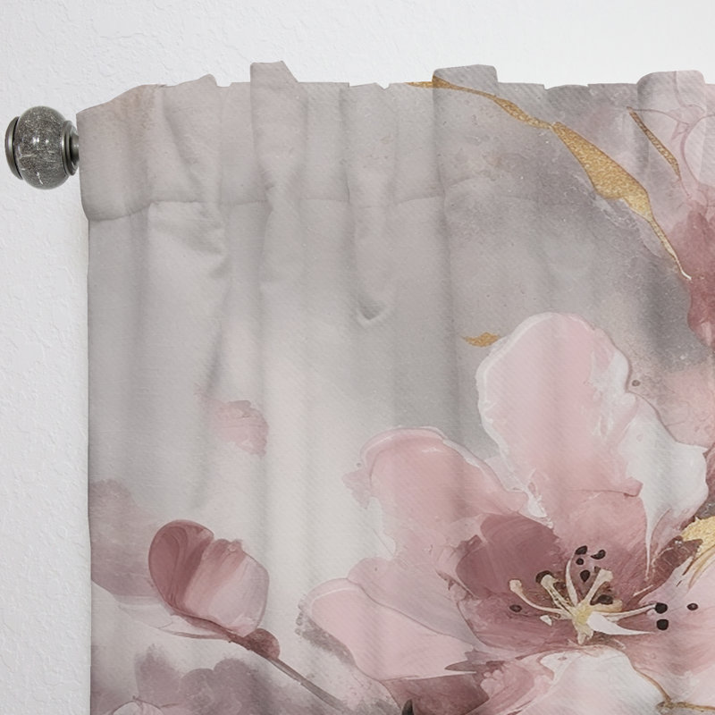 Cherry Blossom rose - Rideau moderne - Velours obscurcissant - 1 panneau, L 52 po x L 84 po