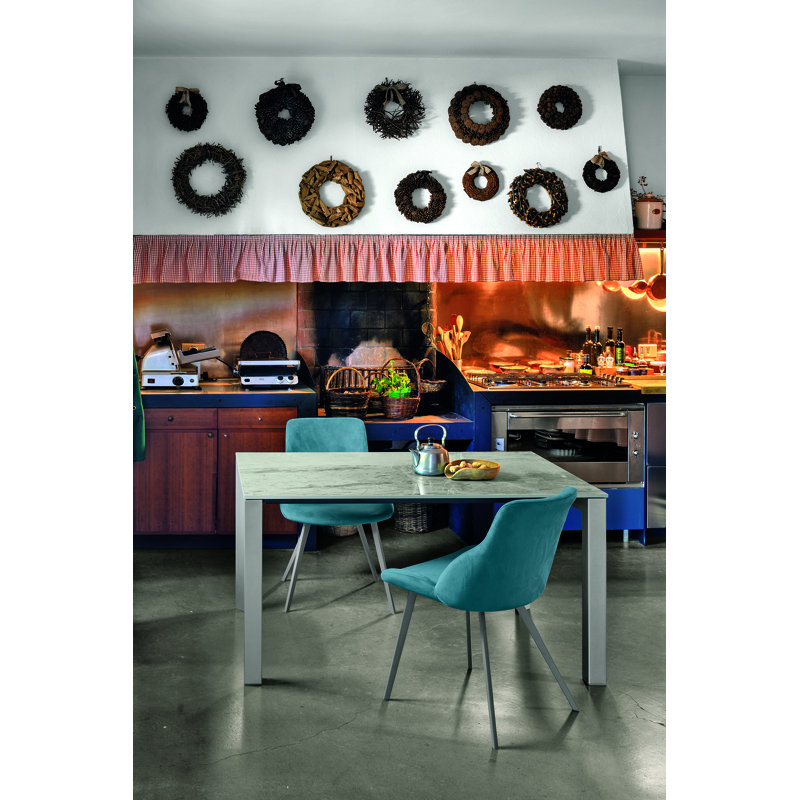 ENEA Dining Table, White, Emperador