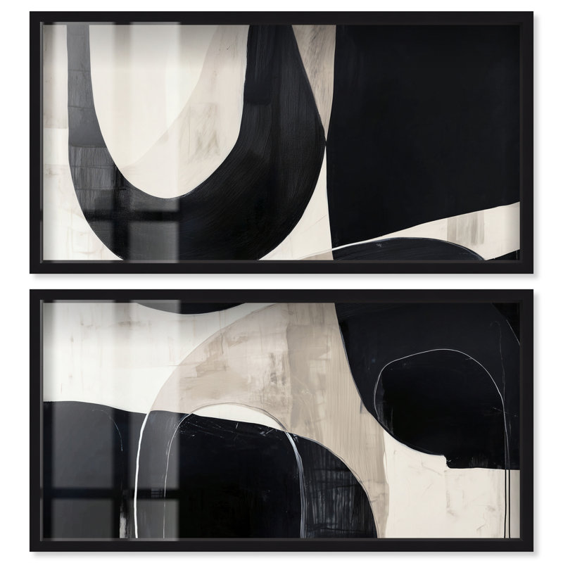 Ensemble d'affiches Shadowed Arch III Shadowbox pour salon, par Art Remedy, cadre noir, 44 x 22, H 23,5 po x l 45,5 po