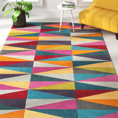Nar Hand Tufted Wool Pink/Blue/Yellow Rug