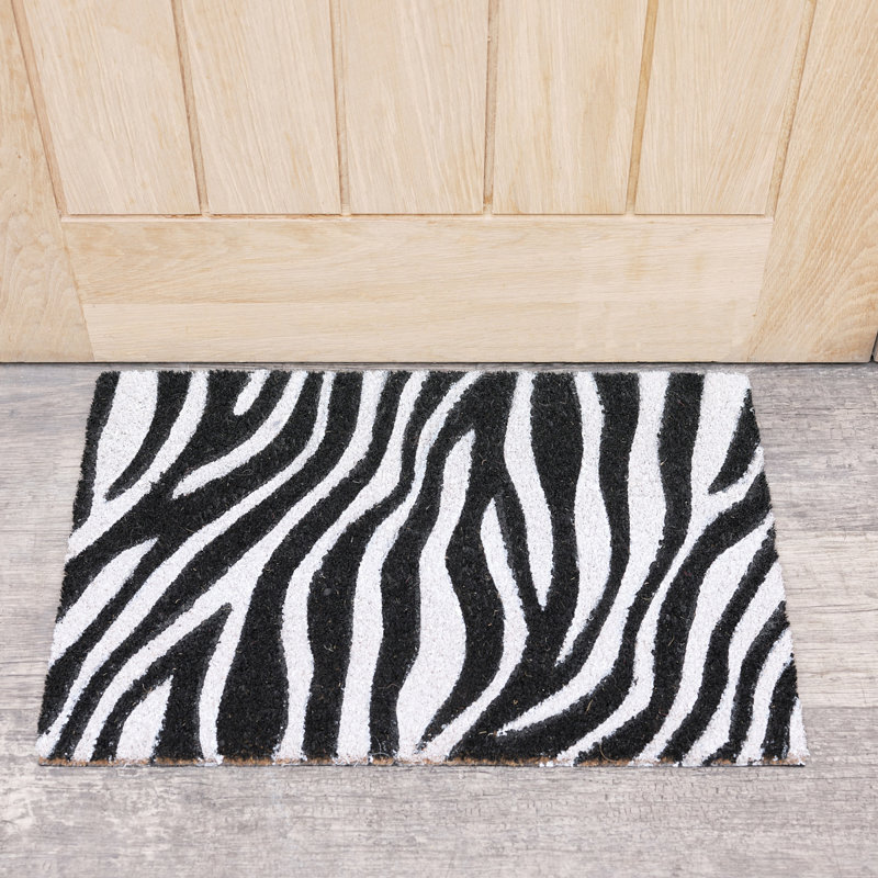 Non-Slip Animal Print Doormat, White