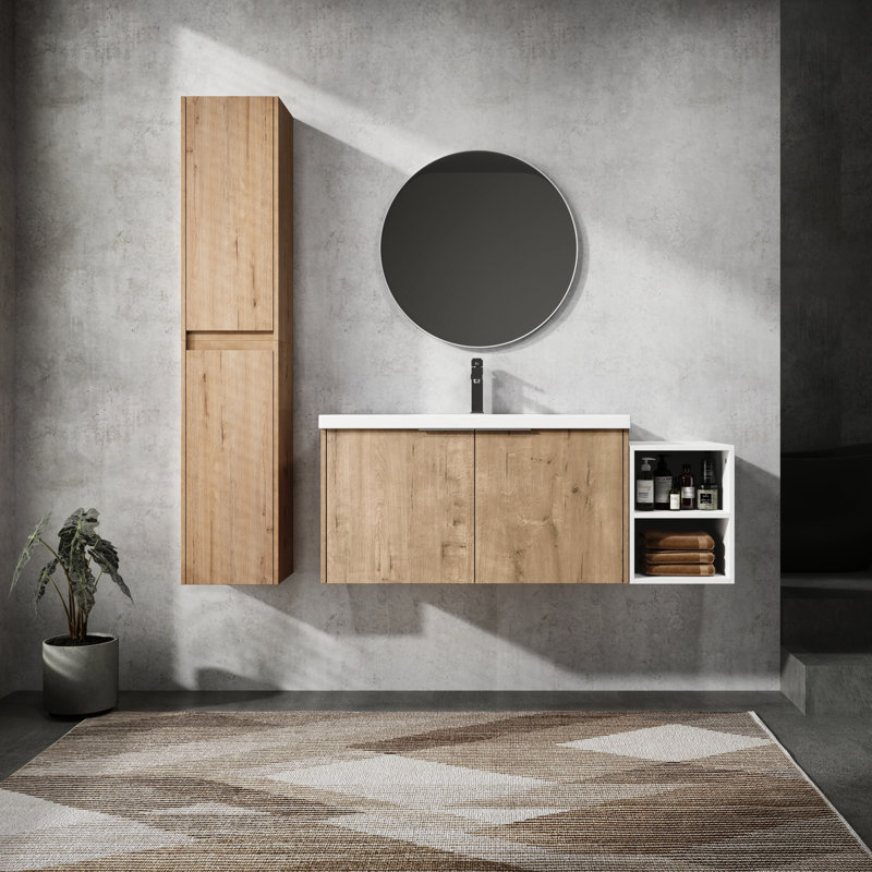 Meuble-lavabo 48 po, lavabo et armoire d'appoint, meuble-lavabo moderne spacieux avec pièces de corrosion, point de vue, 48"
