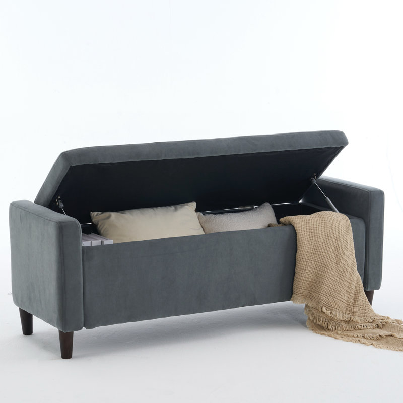 Banc de rangement rembourré pour hall d'entrée, Gris