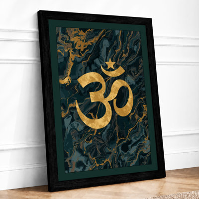 Golden Om Symbol Minimalist - Framed Print