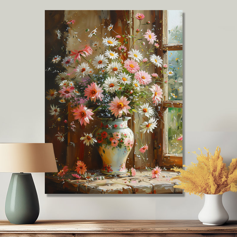 Marguerite blanche blanche, fleurs de marguerite - marguerites, art mural, Métal métal, H 32 po x l 24 po x P 1 po