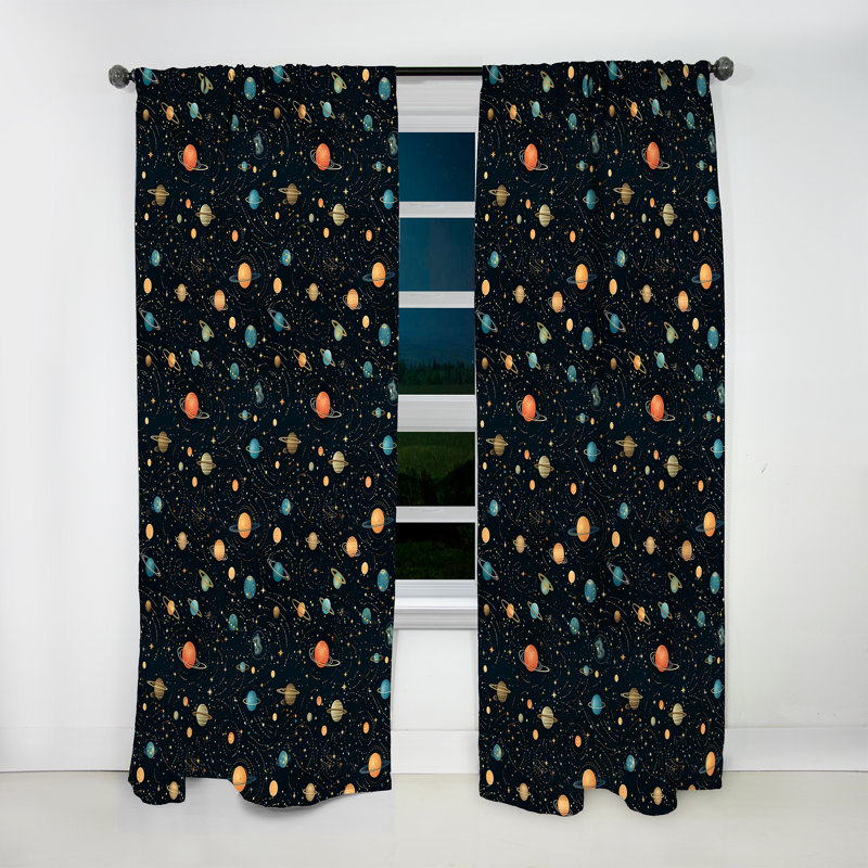 Celestial Constellations For Teens I - Rideau obscurcissant géométrique abstrait - 1 panneau, L 52 po x L 63 po