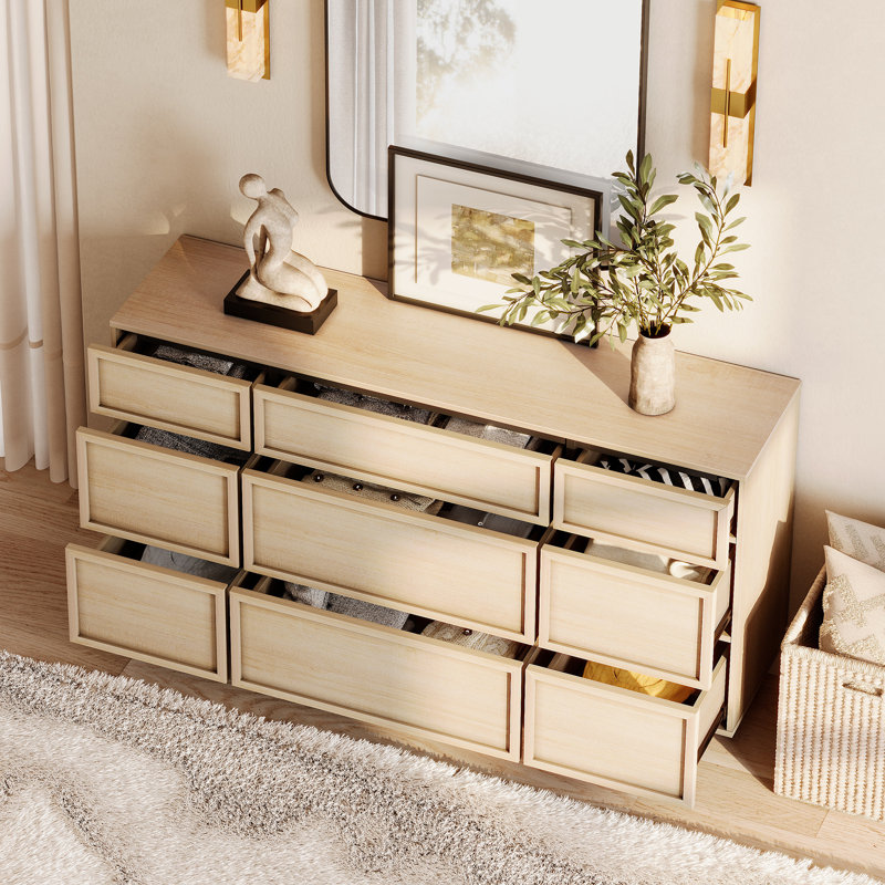 Maisonet Modern 18-Drawers Dresser For Bedroom, Wooden Chest Of Drawers With T-Shaped Wood Legs, Storage Cabinet And Closet Organizer For Bedroom, Hallway, Living Room