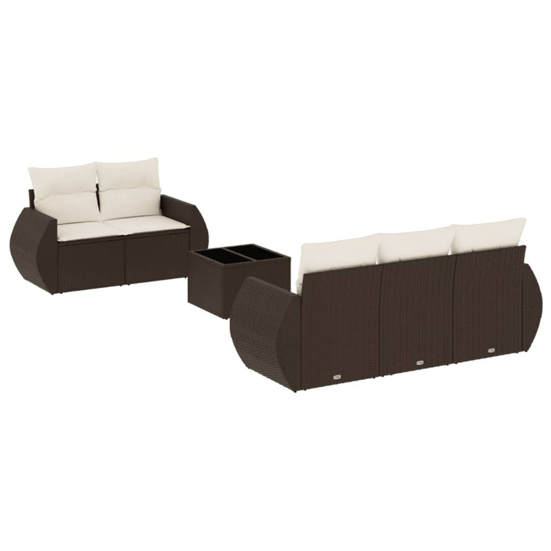  Ensemble de canapé de jardin brun, blanc crème, Brun