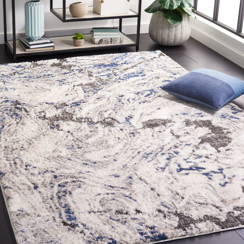 Tapis Deylon 102 ivoire / bleu Deylon, Rectangle 9 pi x 12 pi