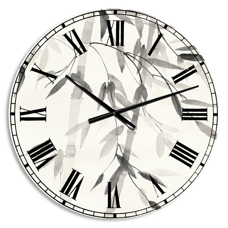Horloge murale Swigart Bamboo Leaves II, Petit, Swigart feuilles de bambou simplistes V