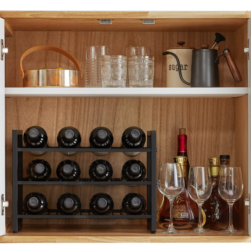 12 Bottle Wine Bottle Rack Black