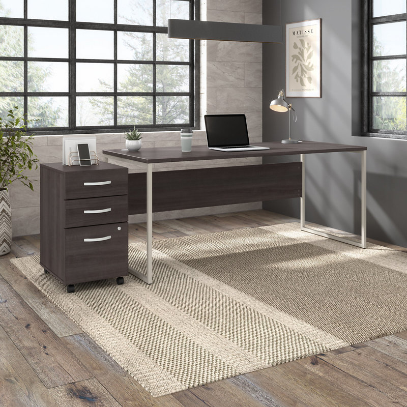 Bureau hybride, H 29,91 po x l 71,02 po x P 29,37 po, Marron clair