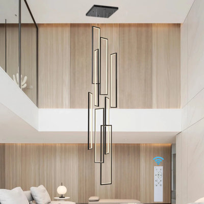 Cocoon Keysha 8 - Light Rectangle LED Dimmable Pendant Long Staircase Chandelier