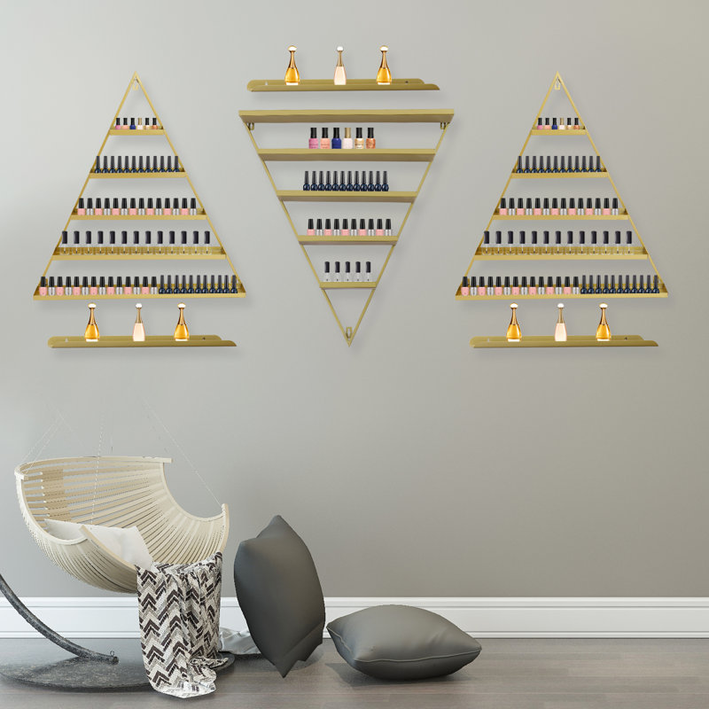 18 Piece Triangle Metal Bracket Shelf, Gold