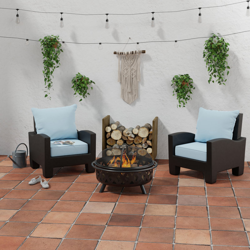 24" x 26.5" Outdoor Deep Seat Chair Cushion Set with Welt, Canvas Air Blue