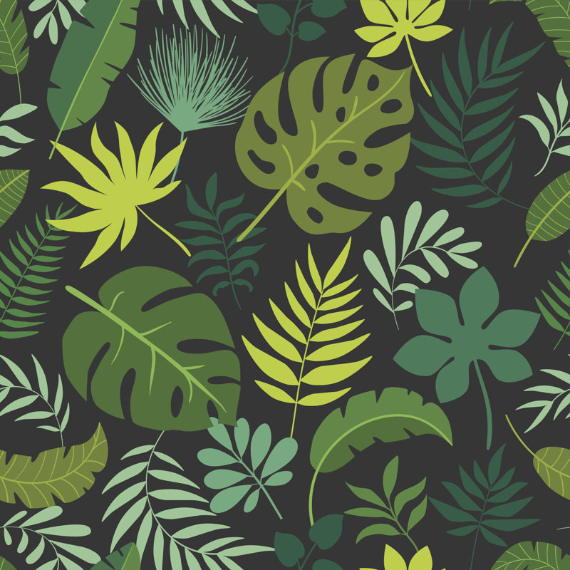 Pattern Tropical Leaves - Wrapped Canvas Print, 91cm H x 91cm W