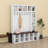 Wide Hall Tree With Storage Bench And 6 Hooks, Farmhouse 4-In-1 Hallway Coat Rack With Adjustable Shelves-1792416779