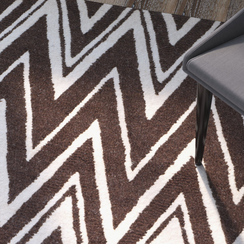 Sanyla Hand Tufted Wool Chevron Rug, Rectangle 2' x 3'
