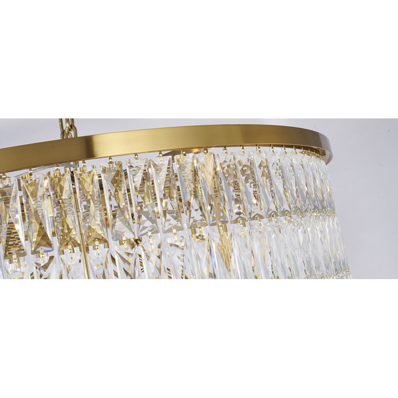 42-Light 9-Tier Chandelier With Clear Crystal Accents, Gold