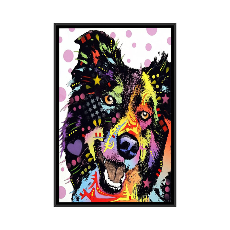 Border collie - impression sur toile tendue, H 26 po x l 18 po x P 1,5 po, Cadre noir