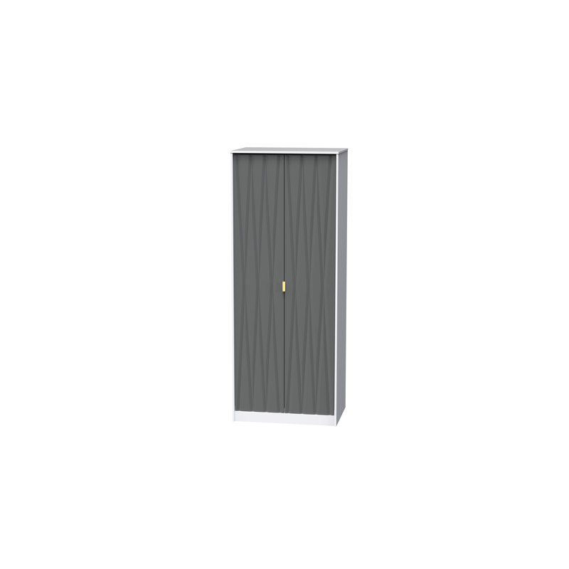 Fully Assembled Fellgren Diamond 2 Door Wardrobe, Grey Matt Veneer