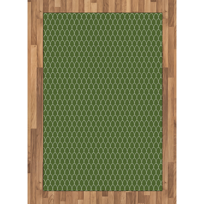 Green High Density Long Fiber Poly Threads Decorative Area Rug Carpet, Rectangle 4' x 5'8"
