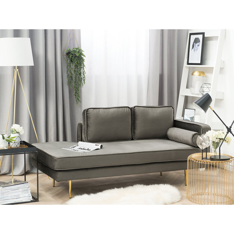 Dan Velvet Chaise Lounge, Right Hand Facing, Grey