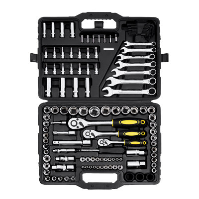 121-Piece Mechanics Tool Set - Professional SAE & Metric Socket Wrench Kit with Ratchets, Screwdriver Bits & Hex Keys in Durable Storage Case