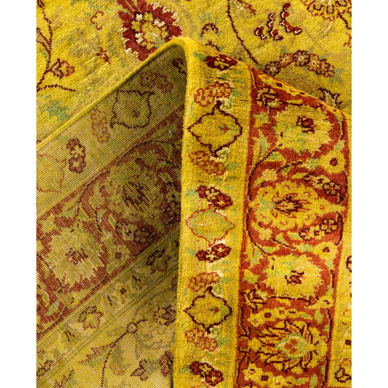 Overdyed Hand-Knotted Wool Modern-Contemporary Yellow Area Rug 4' 7" x 6' 9"