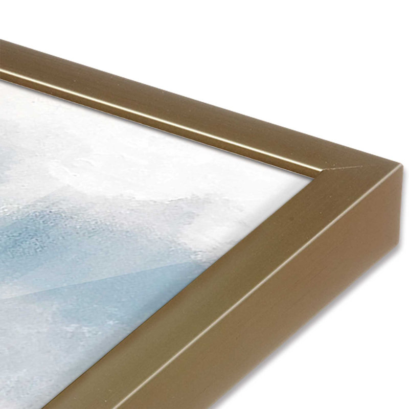 Misty Blue Reflections Print, 13.25" H x 17.25" W, Brushed Gold