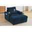 Fauteuil de style moderne avec fauteuil de 42,5 po avec repose-pieds mobile, deux ports USB, deux porte-gobelets, un porte-téléphone et des poches latérales pour le salon, bleu