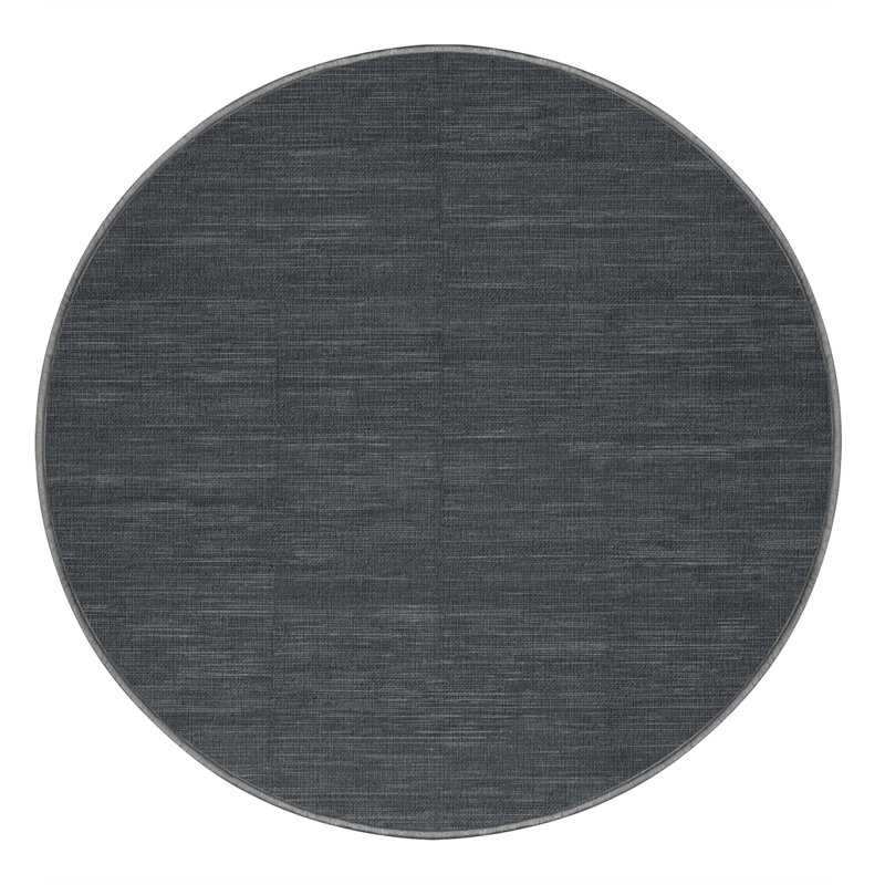Machine Washable Solid Gray Area Rug, Round 5'