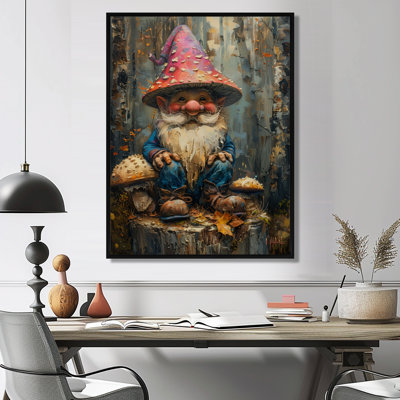 Red Blue Fungal Friend Gnome - Gnome Wall Art