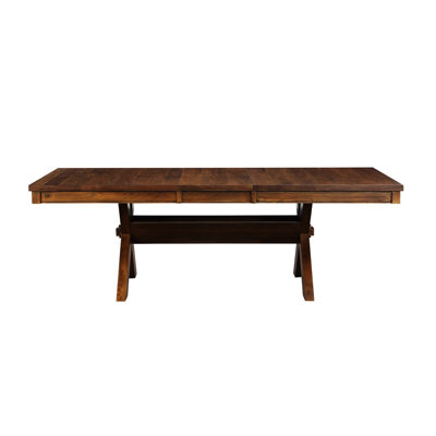 Table rectangulaire en noyer et tréteaux