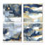 «Dark Blue and Gold Abstract II», ensemble d'art moderne sur toile 4 pièces