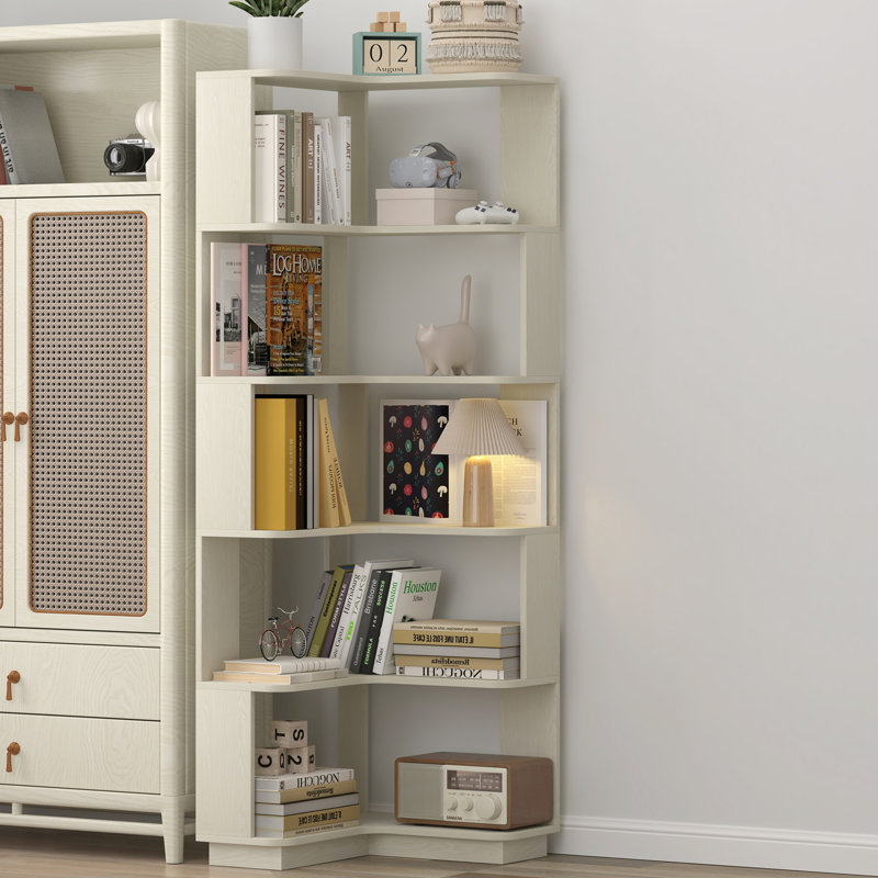 64.57'' H Corner Bookcase, 5 Tier Freestanding L-Shaped Corner Bookshelf, With Anti-Drop Panel, Display Shelf With Open Storage For Living Room Home Office, 