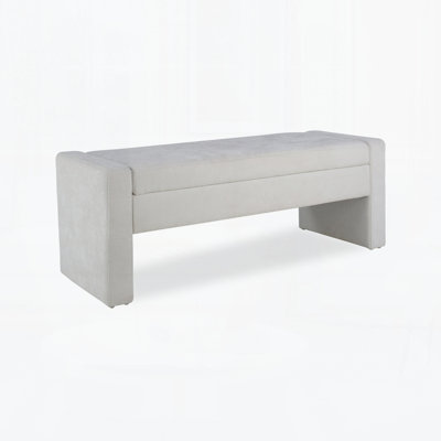 Modern Tufted Fabric Storage Ottoman Bench with Soft Close Hinge for Bedroom, Entryway and Living Room
