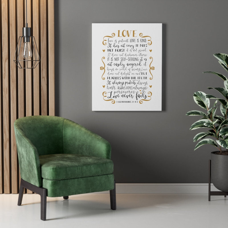 Love Is Kind 1 Corinthians 13:4-8 - Wrapped Canvas Print, 76cm H x 61cm W