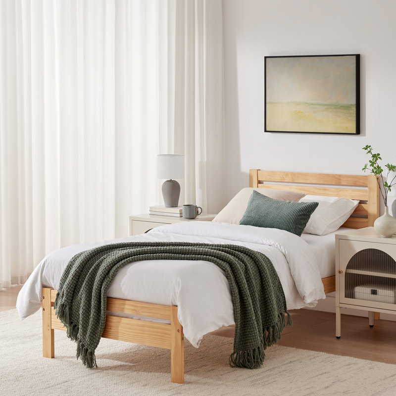 Aichele Solid Wood Bed, Natural Oak