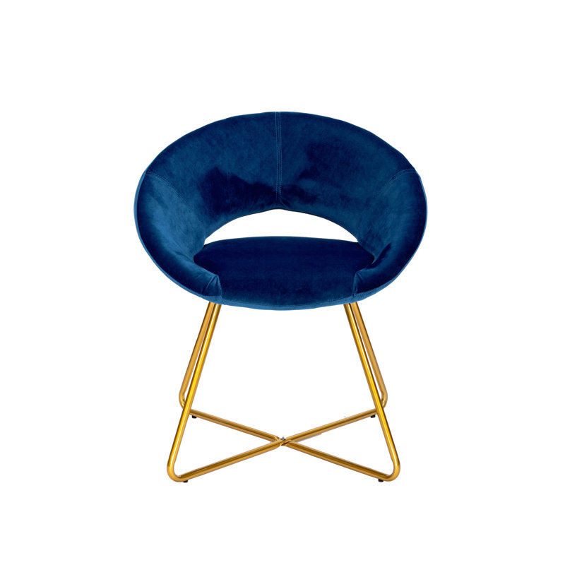 Kendleton Velvet Accent Chair with Gold Metal Legs, Blue