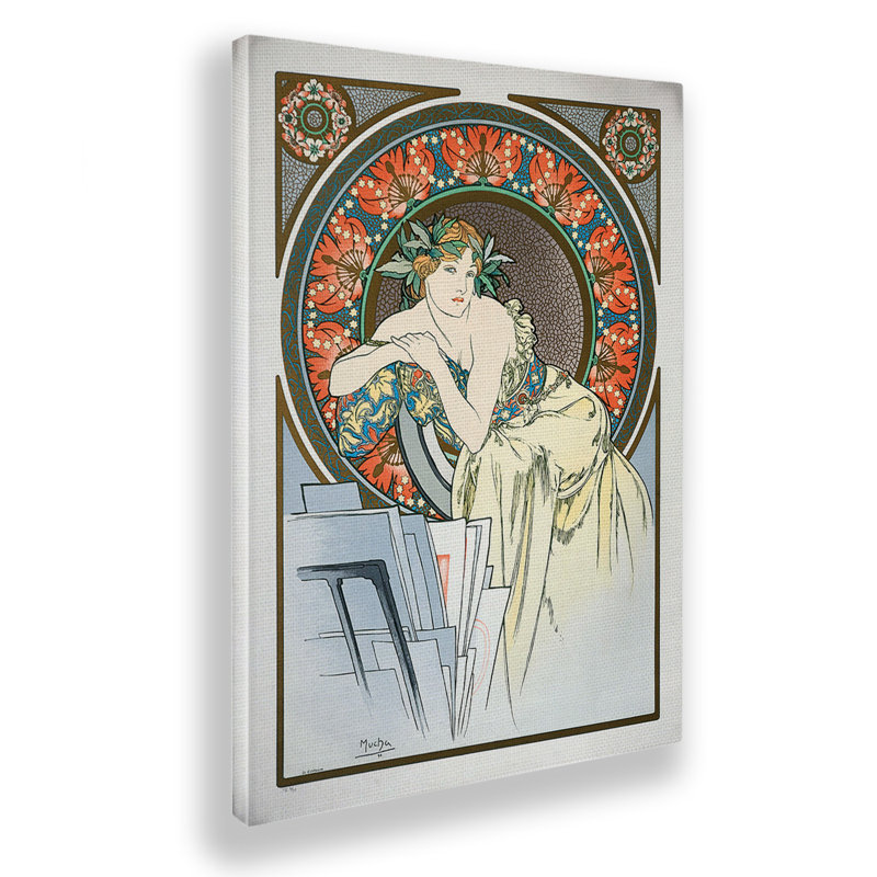 Chocolat Ideal by Alphonse Mucha - No Frame Painting on Canvas, 29.7cm H x 29.7cm W