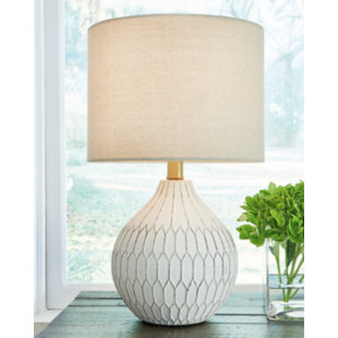 Pale Green Artichoke Embossed Table Lamp For Sale in CT