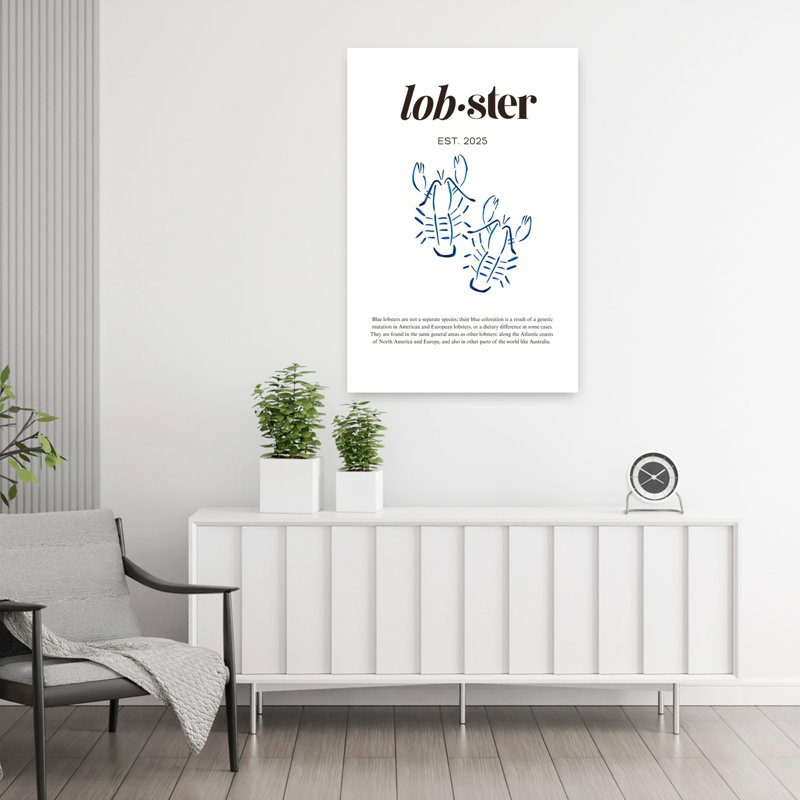 Elegant Blue Lobsters by Elizabeth C - Wrapped Canvas Print, 91.44 cm H x 60.96 cm W