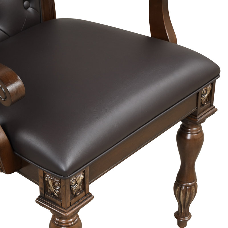 Maximus Wood Dining Arm Chair In Madeira Brown (Set Of 4), 4