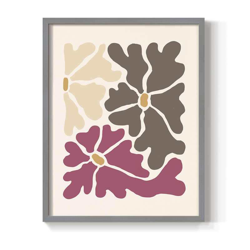 Matisse CCLX, reproduction d'art encadrée - bois massif, H 15 po x l 12 po, Crème / gris / rose, Gris