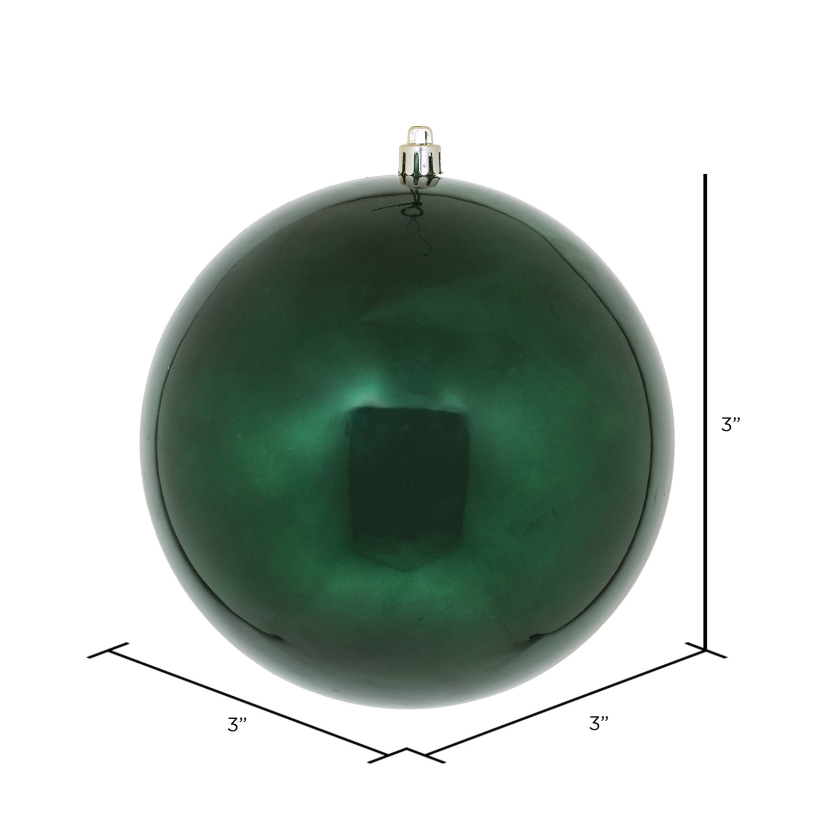 Holiday Décor Ball Ornament, 3" H x 3" W x 3" D, Midnight Green