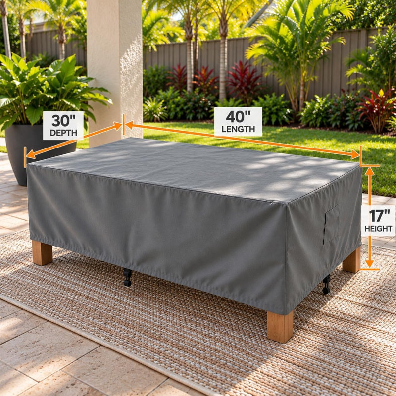 Premium Coffee & Side Table Cover - Breathable, Heavy-Duty Cover with Water-Resistant PVC liner, Adjustable Elastic Hem, Click-Close Straps, and Air Vents - Goodman Collection