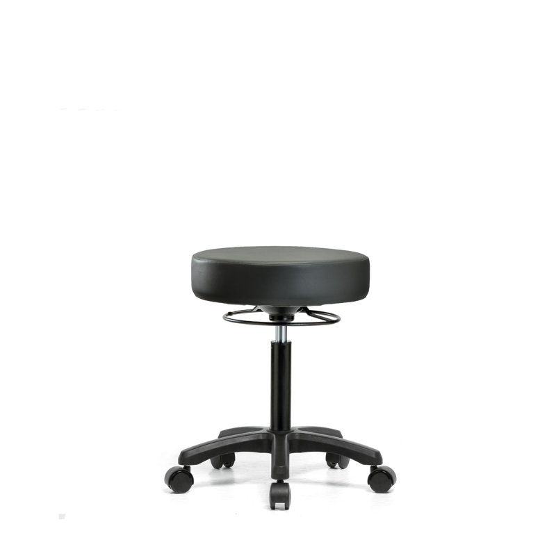 Adjustable Height Ergonomic Lab Stool, Casters, Carbon, 27.75"