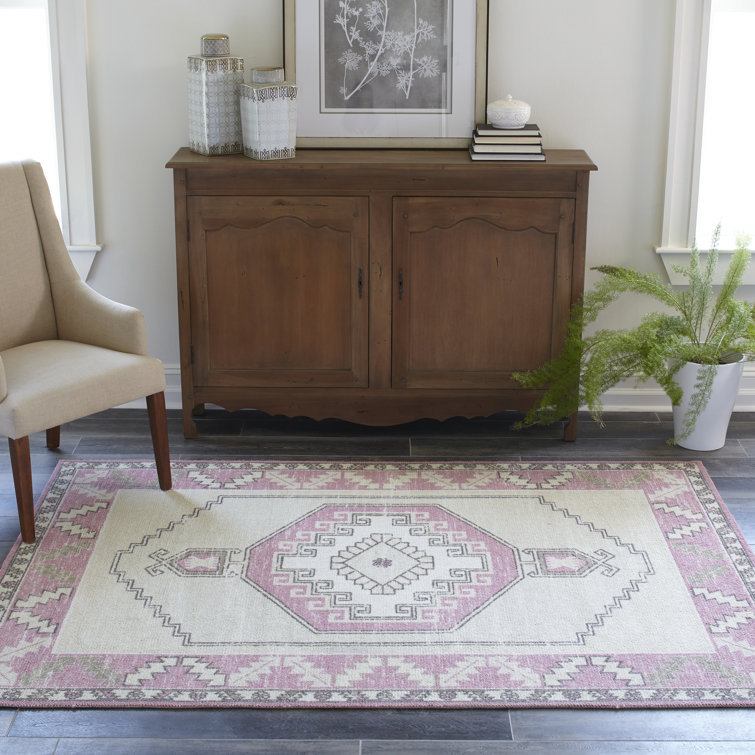 Oriental Pink/Beige/Brown Area Rug