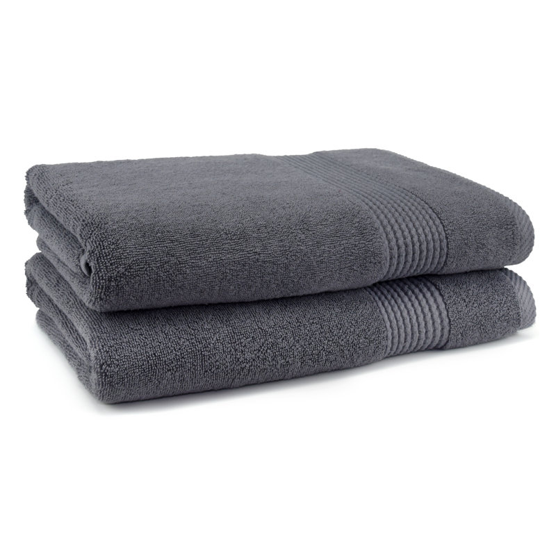 Adlena Turkish Cotton Bath Towel Set, Dark Gray